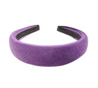 Womens Luxe Slightly Padded Puffy Velvet Flat Winter Evening Wedding Party Birthday Bridal Christmas Birthday Bridesmaid Headband Alice Band Hair Accessories Hairband (Purple, One Size)