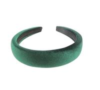 Womens Luxe Slightly Padded Puffy Velvet Flat Winter Evening Wedding Party Birthday Bridal Christmas Birthday Bridesmaid Headband Alice Band Hair Accessories Hairband (Emerald Green, One Size)