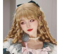 Women's Luxurious Long Spiral Curls Wigs 60cm Elegant Retro Wig Lolita Court Cosplay Wig for Halloween Party Daily Wear (Linen Blonde)