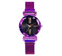 Women's Luxurious Watch with Shiny Rhinestones, Flower Cut Mirror Dial, Fashion Ladies Wrist Watch Metal Magnetic Strap Round Dial Quartz Analog Watch, Easy Read Dial, for Woman Lady ( Color : A )