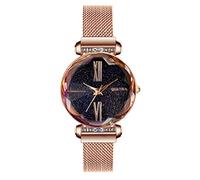 Women's Luxurious Watch with Shiny Rhinestones, Flower Cut Mirror Dial, Fashion Ladies Wrist Watch Metal Magnetic Strap Round Dial Quartz Analog Watch, Easy Read Dial, for Woman Lady ( Color : F )