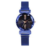 Women's Luxurious Watch with Shiny Rhinestones, Flower Cut Mirror Dial, Fashion Ladies Wrist Watch Metal Magnetic Strap Round Dial Quartz Analog Watch, Easy Read Dial, for Woman Lady ( Color : D )