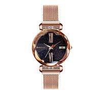 Women's Luxurious Watch with Shiny Rhinestones, Flower Cut Mirror Dial, Fashion Ladies Wrist Watch Metal Magnetic Strap Round Dial Quartz Analog Watch, Easy Read Dial, for Woman Lady ( Color : E )