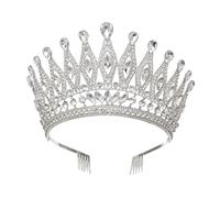 Women's Luxury Baroque Queen Crystal Crown Rhinestone Tiara Bride Headdress with Comb Wedding Hair Accessories for Vintage Theme Celebration Special Events