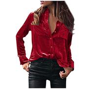 Women's Luxury Dress Shirts Button Down Turn Down Collar T Shirts Elegant Tops Casual Velvet Soft Long Sleeve Breathable Business Blouse Solid Color Single-Breasted Tee Top