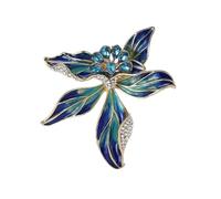 Womens Luxury Enamel Iris Flower Plant Brooch Pin Party Accessory Blue4634