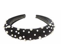 Womens Luxury Faux Pearl Padded Sponge Wide Thick Velvet Winter Evening Wedding Party Birthday Bridal Christmas Birthday Bridesmaid Headband Alice Band Hair Accessories Hairband (Black)