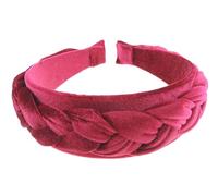 Womens Luxury Occasion Wedding Bridal Party Birthday Christmas Evening Luxury Wide Thick Plaited Braided Twist Turban Padded Velvet Velour Hair Hairband Accessories Headband Alice Band (Burgundy)