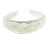 Womens Luxury Occasion Wedding Bridal Party Birthday Christmas Evening Luxury Wide Thick Plaited Braided Twist Turban Padded Velvet Velour Hair Hairband Accessories Headband Alice Band (Winter White)