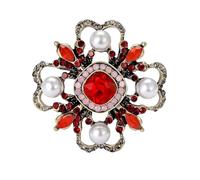 Womens Luxury Rhinestone Baroque Vintage Brooch Pin Red4079