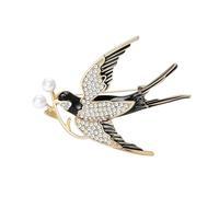Womens Luxury Rhinestone Swallow Enamel Bird Brooch Pin Golden5050