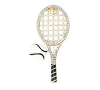 Womens Luxury Rhinestone Tennis Racket Tool Brooch Pin Golden4893