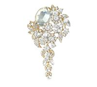 Womens Luxury Rhinestones Leaf Pendant Brooch Personality Pin Golden1262