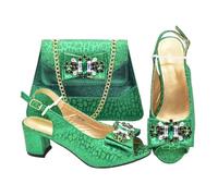 Women's Luxury Shoe and Bag Set Nigerian Italian Style High Heels with Rhinestone for Weddings Parties