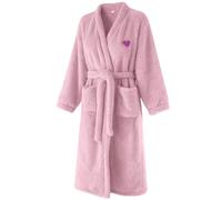 Womens Luxury Teddy Bear Fleece Long Cardigan Robe Ladies Flannel Thermal Dressing Gown Solid Colour Fashion Collarless Housecoat Winter Warm Soft Comfortable Loungewear Wrap