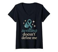 Womens Lymphedema Warrior Lymphatic Awareness Chronic Illness Fight V-Neck T-Shirt