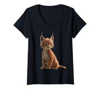 Women's Lynx Bobcat Wild Cat Big Cats Cute Lynxes V-Neck T-Shirt