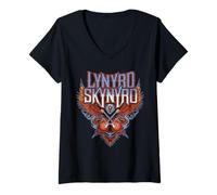 Women's Lynyrd Skynyrd Eagle Guitars Snakes Rock Band Festival Biker V-Neck T-Shirt