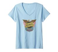 Womens Lynyrd Skynyrd Eagle Support Badge US Flag Rock 70s Southern V-Neck T-Shirt