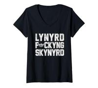 Womens Lynyrd Skynyrd F Kyng Epic Southern Band Classic Logo Rock V-Neck T-Shirt