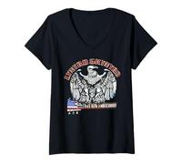 Women's Lynyrd Skynyrd Fly On Free Bird US Flag Southern Retro Rock V-Neck T-Shirt