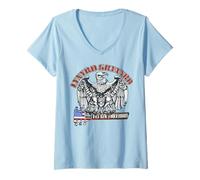 Women's Lynyrd Skynyrd Fly On Free Bird US Flag Southern Rock Retro V-Neck T-Shirt