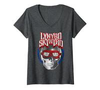 Womens Lynyrd Skynyrd Freebird Skull Goggles Vintage Biker Festival V-Neck T-Shirt