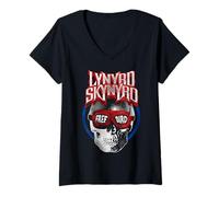 Womens Lynyrd Skynyrd Freebird Skull Goggles Vintage Festival Biker V-Neck T-Shirt