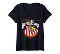 Women's Lynyrd Skynyrd Guitar Eagle Retro 1970s Classic Rock US Flag V-Neck T-Shirt