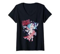 Womens Lynyrd Skynyrd Lady Liberty Eagle Stars Stripes US Flag Rock V-Neck T-Shirt