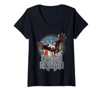 Women's Lynyrd Skynyrd Pick Em Up Eagle Free Bird Stars Stripes Rock V-Neck T-Shirt