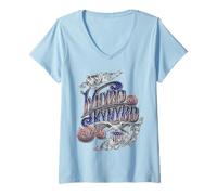 Women's Lynyrd Skynyrd RWB Logo Eagle US Flag Stars Patriot Stripes V-Neck T-Shirt