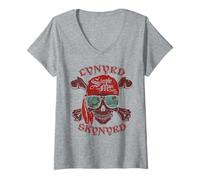 Women's Lynyrd Skynyrd Skull Crossbones Simple Man Pirate Rock Retro V-Neck T-Shirt