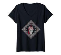 Women's Lynyrd Skynyrd Skull Paisley Simple Man Pirate Vintage Rock V-Neck T-Shirt