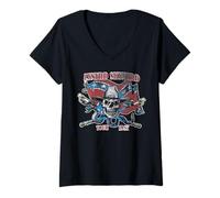 Womens Lynyrd Skynyrd Tour 1987 Vintage USA Flag Southern Rock Band V-Neck T-Shirt