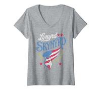 Womens Lynyrd Skynyrd Wing Stars Flag Support Southern Rock Gifts V-Neck T-Shirt
