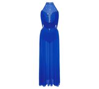 Women's Lyrical Ballroom Dance Dress Rhinestone Split Skirt Latin Jazz Ballet Stage Competition Costume