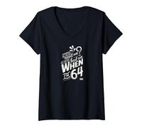 Women's Lyrics by Lennon and McCartney - When I'm 64 V-Neck T-Shirt, Black, Large