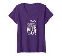 Women's Lyrics by Lennon and McCartney - When I'm 64 V-Neck T-Shirt, Purple, XX-Large