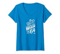 Women's Lyrics by Lennon and McCartney - When I'm 64 V-Neck T-Shirt, Sapphire Blue, Large