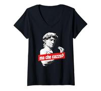 Womens Ma Che Cazzo David Statue - Hand Gesture David V-Neck T-Shirt