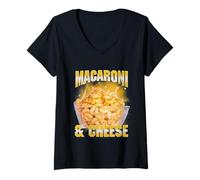 Womens Macaroni and Cheese Funny Meme Lover 90s Bootleg Graphic V-Neck T-Shirt