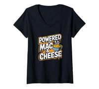 Womens Macaroni Energy Powered by Mac & Cheese V-Neck T-Shirt