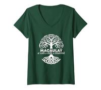 Women's Macaulay Irish Family Name Celtic Irish Roots V-Neck T-Shirt