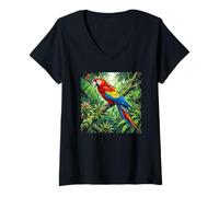 Women's Macaw in The Wild V-Neck T-Shirt