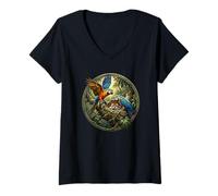 Women's Macaw Parrot Bird Watcher Spring Songbird Chick V-Neck T-Shirt