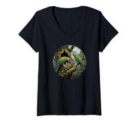 Women's Macaw Soldier Macaw Bird Watcher Jungle Parrots Birds V-Neck T-Shirt