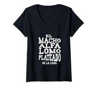 Womens Macho Alfa Lomo Plateado V-Neck T-Shirt