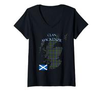 Womens MacKenzie Scottish Clan Tartan Scotland V-Neck T-Shirt