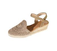 Women's Macrame Espadrille Wedge Sandals Woven Closed Toe Shoes Adjustable Ankle Strap Casual Everyday Summer Footwear Brown